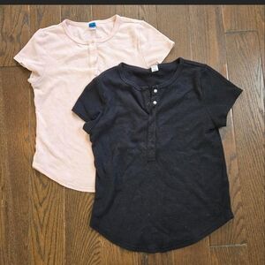 Old Navy Pink and Black Short Sleeve Waffle Tees